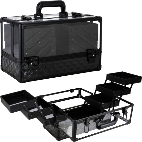 Cosmetics Makeup Case Accordion Trays Black Diamond Acrylic 6-Tier Professional - Picture 1 of 1